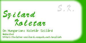 szilard koletar business card